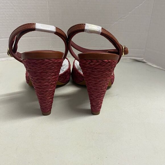 JOIE‎ Calan Women’s Open Toe Raffia Cone Shaped Heels Russet Brown Size 6.5 NEW - Picture 6 of 12